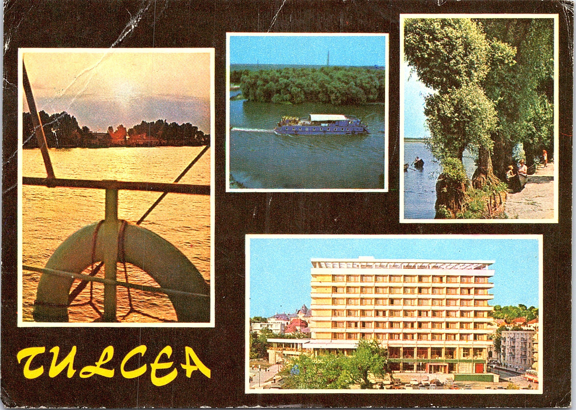 1.Brațul Sulina: Vedere ; 2. 3.Vederi din Delta Dunării; 4. Tulcea: Hotel turistic ,,Delta”