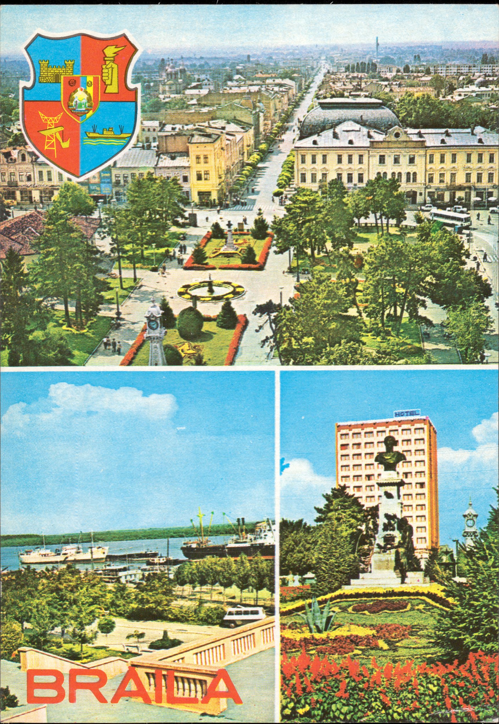 1. Vedere. 2. Vedere. 3. Statuia și hotelul „Traian”