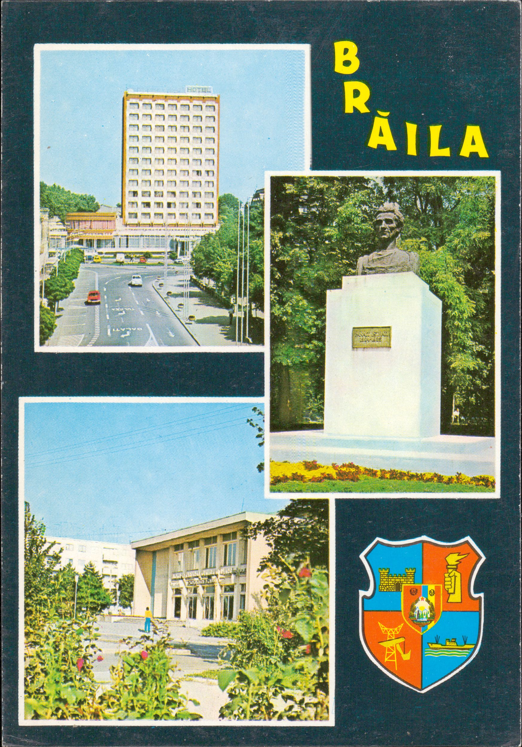1. Hotelul „Traian”. 2. Statuia lui Panait Istrati. 3. Clubul uzinei „Progresul”
