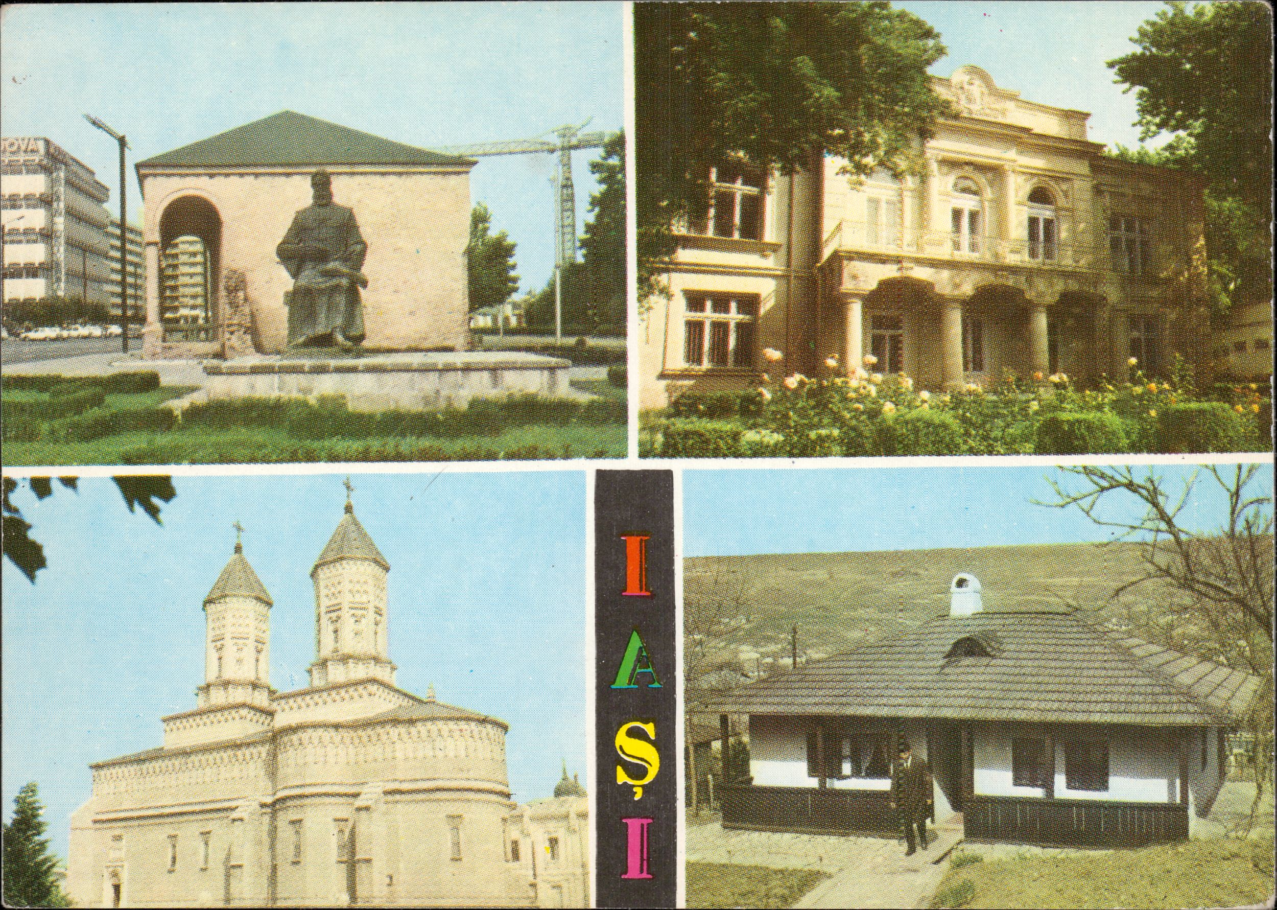 1. Iași. Casa „Dosoftei”; 2. Casa „Vasile Pogor”; 3. Monumentul de arhitectură „Trei Ierarhi”; 4. Bojdeuca Ion Creangă