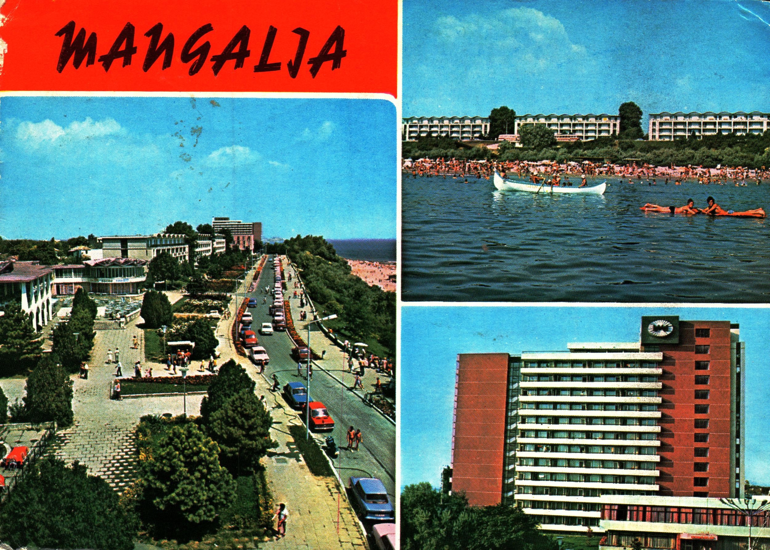 Mangalia - 1. Cazinoul și faleza. 2. Faleza și marea. 3. Hotel Mangalia