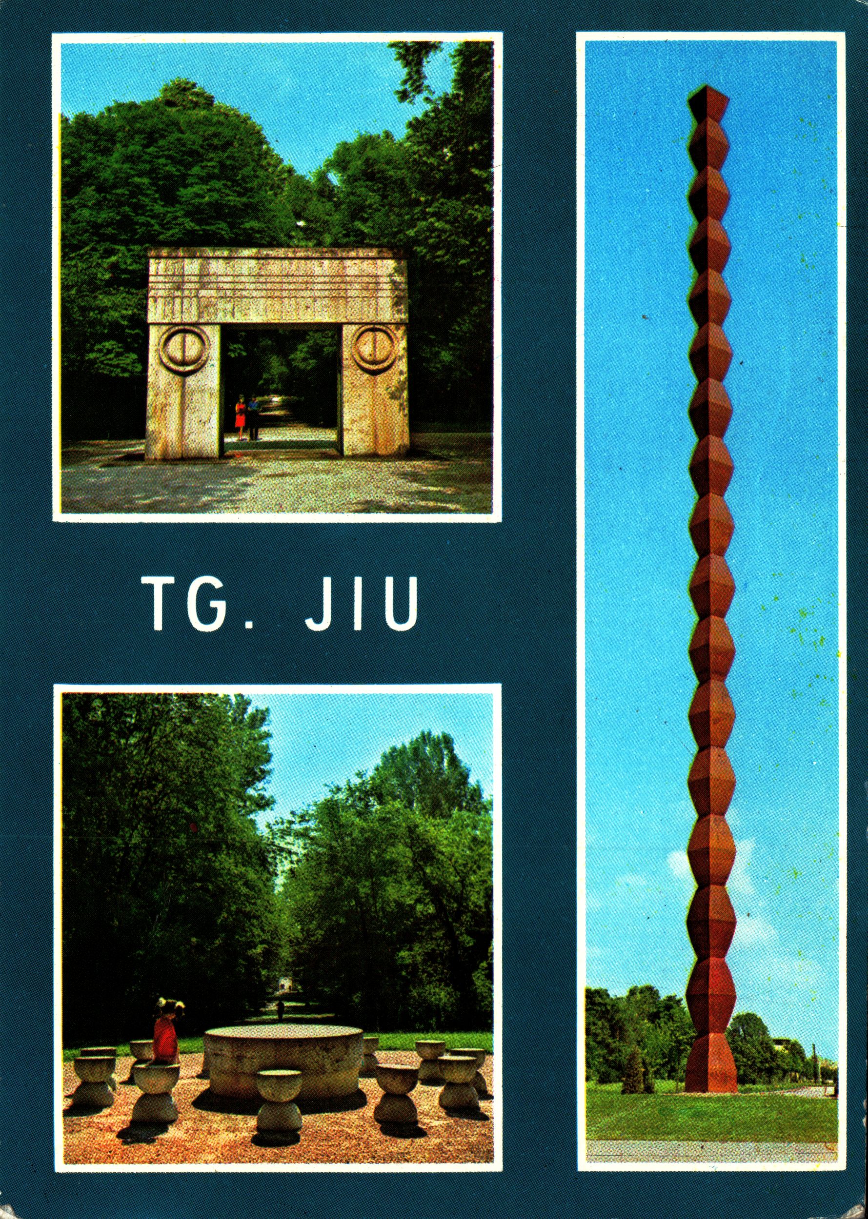 Târgu Jiu: 1. Poarta Sărutului; 2. Masa tăcerii; 3. Coloana Infinitului
