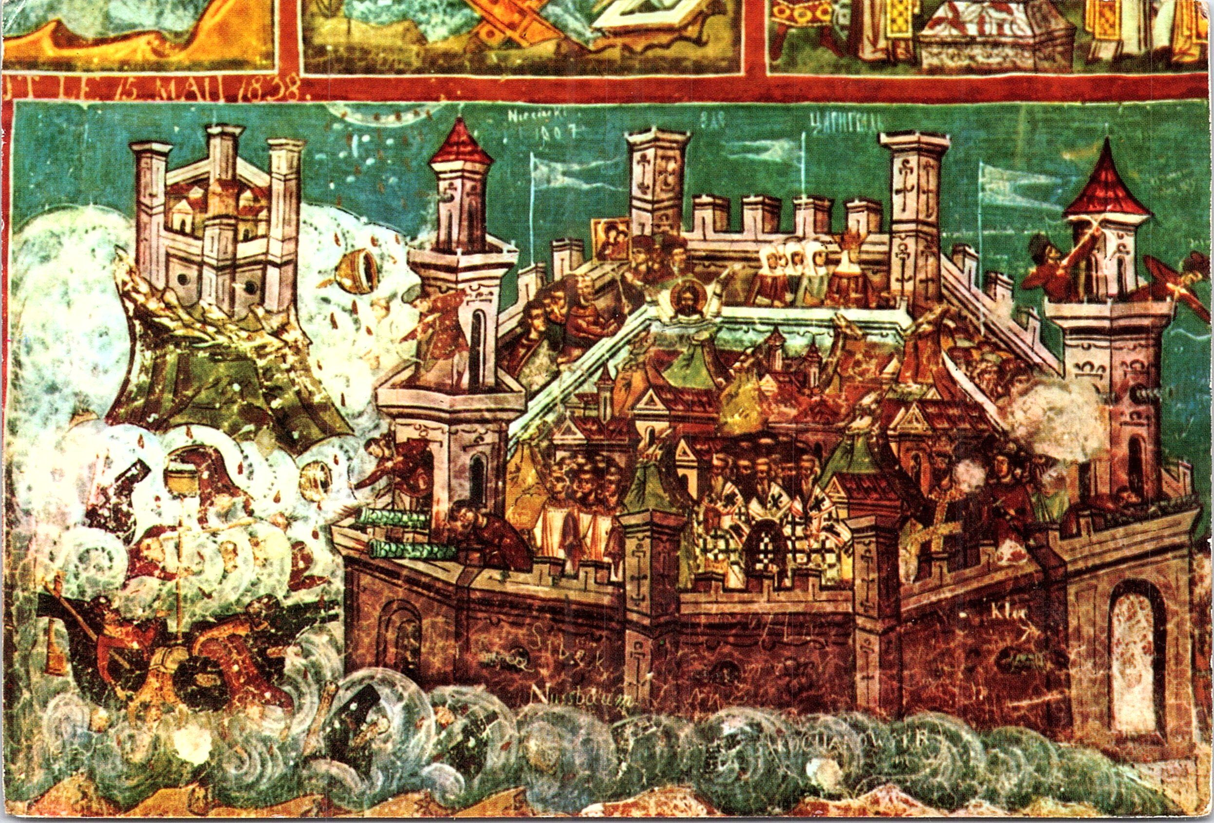 Biserica Mânăstirii Moldovița - Pictură exterioară: Asediul Constantinopolului