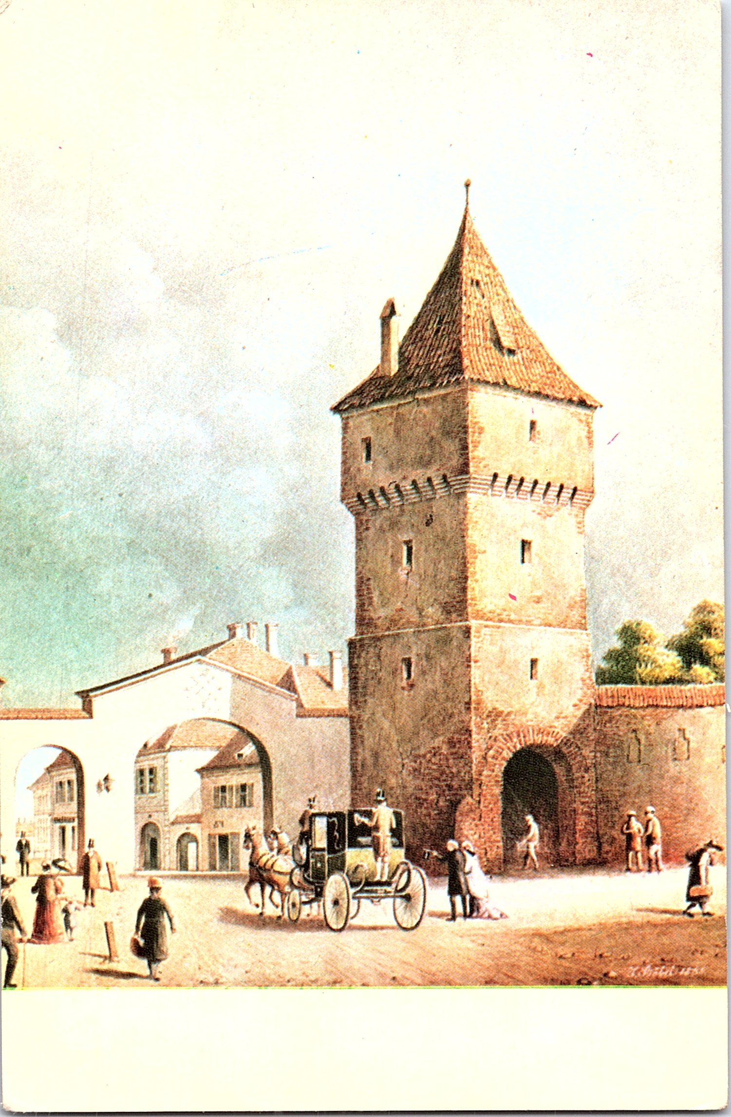 Poarta Sag din Sibiu vedere din exterior (demolată în 1858) - Johann Böbel