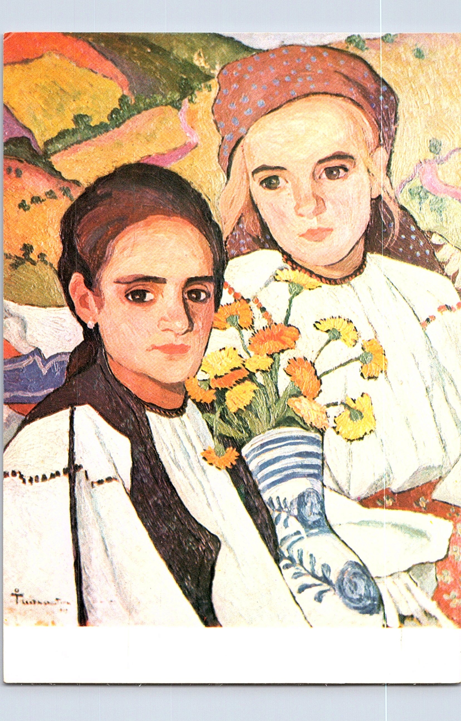 Două țărăncuțe cu flori