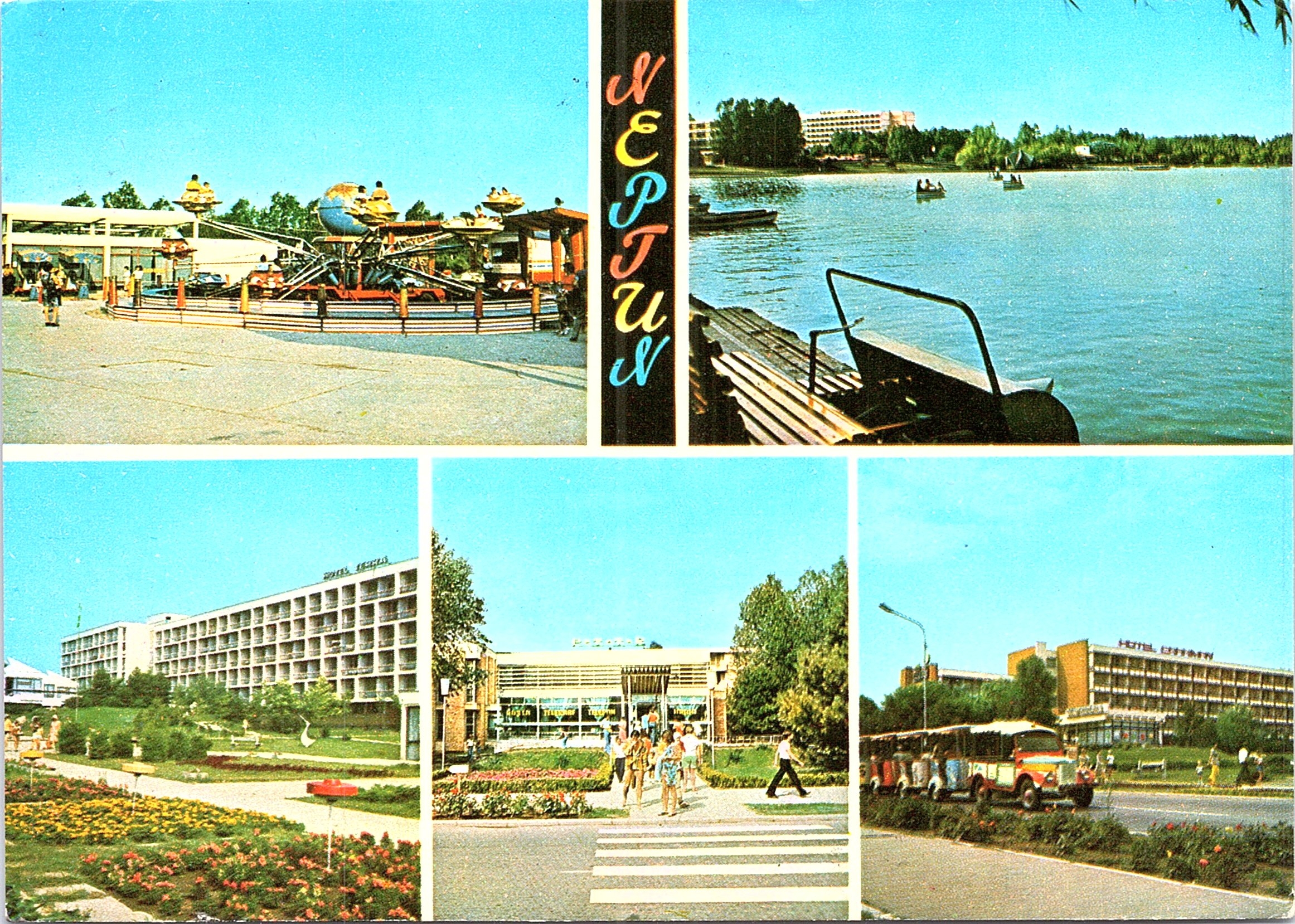 1. Parcul ”Prichindel”. 2. Lacul. 3. Hotelul ”Terra”. 4. Oficiul P. T. T. R. 5. Hotelul ”Caraiman”
