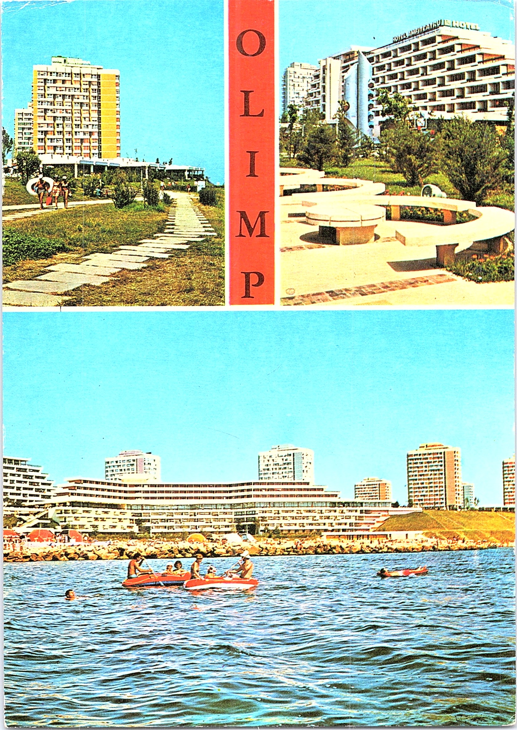 Stațiunea Olimp: 1. Hotelul 'Oltenia'; 2. Hotelul 'Amfiteatru'; 3. Vedere generală