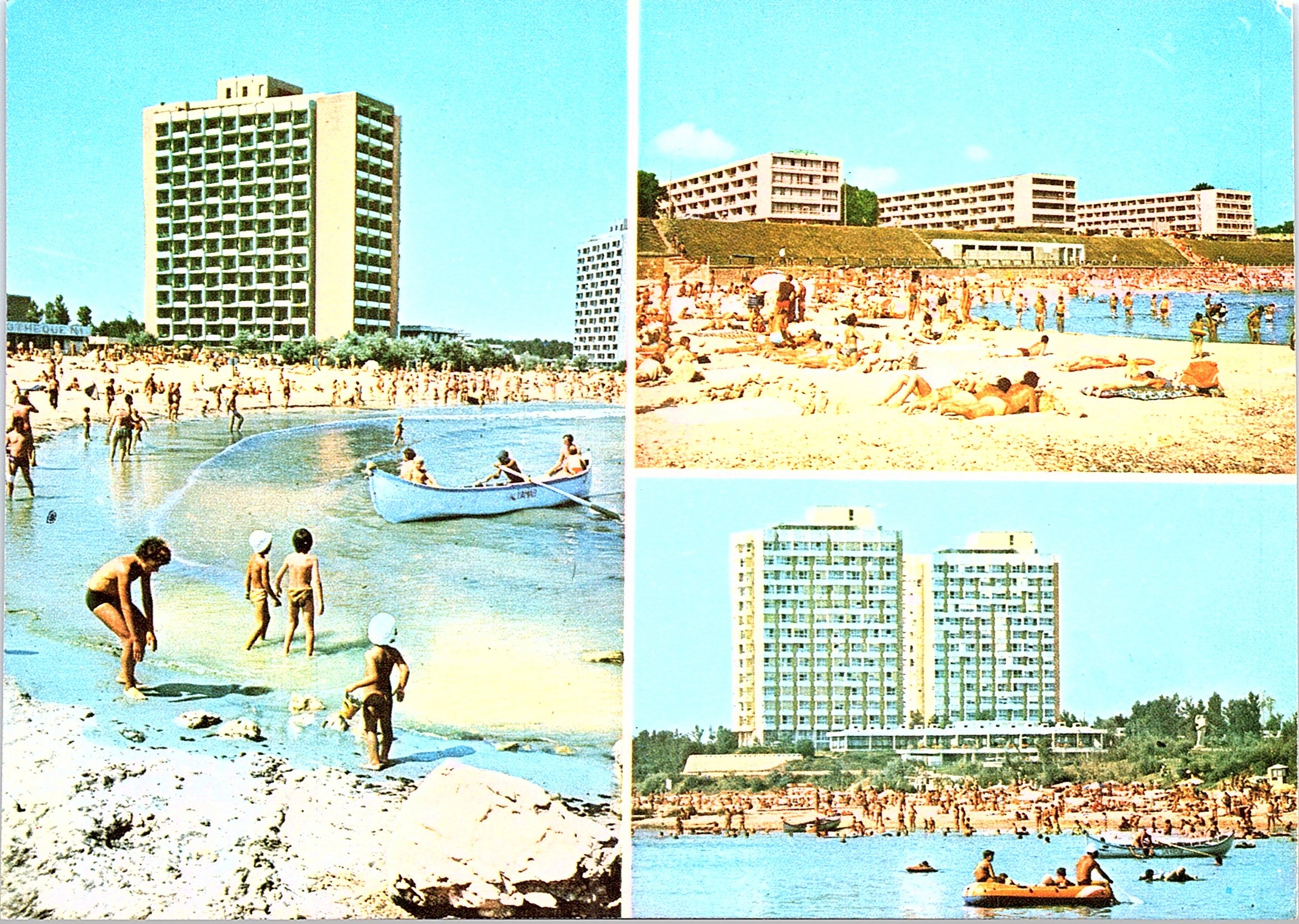 Stațiunea Saturn: 1,2. Vederi de pe plajă; 3. Hotelurile \'Diana\' și \'Atena\'